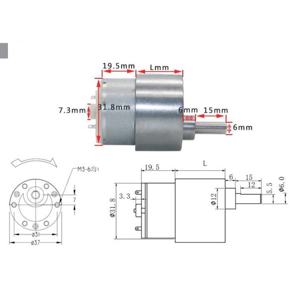 1000RPM Electric DC Gear Motor 12v 24v