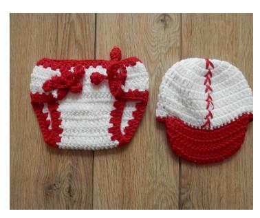 white red baseball baby hat cap underwear cotton handmade Baby Photography Prop costume