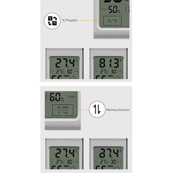 DTH-124 Digital Hygrometer Temperature Sensor 24H Max/Min Record Display Humidity Meter Indoor Room Thermometer Hygrometer