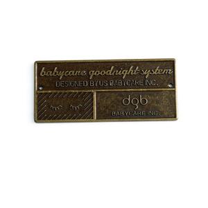 Custom Designs Antique Brass Metal Embossed Furniture Logo Tag with Screw Hole