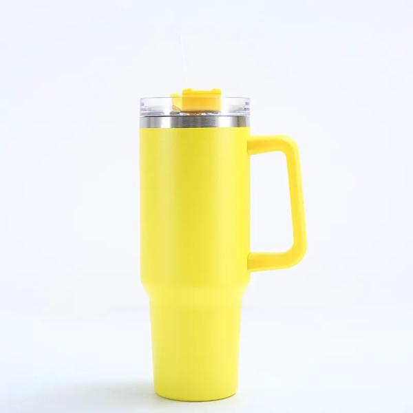 40 Oz  Stainless Steel Tumbler With Handle And Straw Reusable Insulated Tumbler Travel Mug Keeps Drinks Cold For Husband Travel Office Gifts