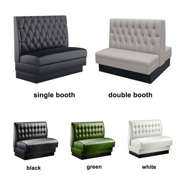 American Vinyl Restaurant Booth With Diamond Pattern Tufted Light Luxury Table and Seating