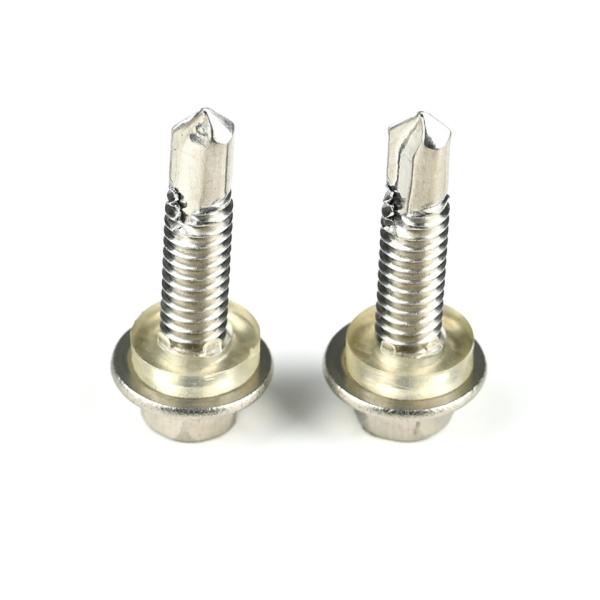 Ruspert Ss304 Stainless Steel Hex Washer Head Self Drilling Screw With Pvc Washer For Solar Fastener