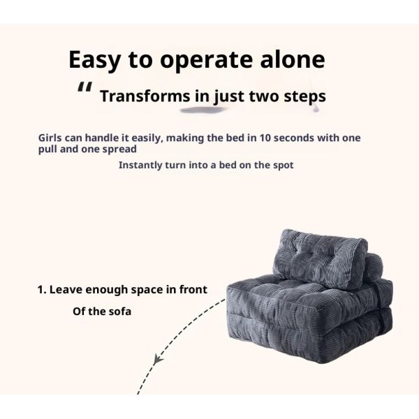 Single Seat Foldable Sofa Beds Convertible Sleeper Chair Compressed Sofa Square Modern Living Room Lounge Lazy Floor Sofa