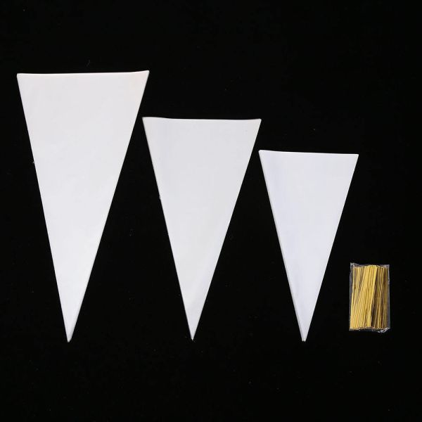 Customizable Clear Cellophane Plastic Popcorn Bag Cone Cellophane Bag For Food Packaging