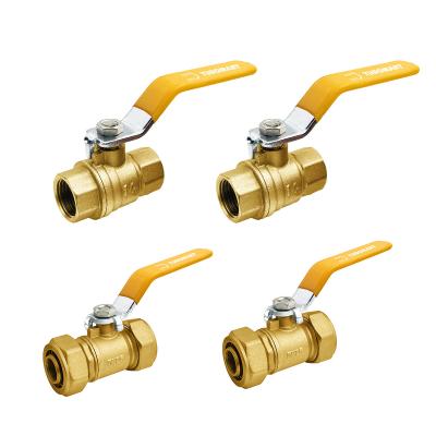 Brass Ball Valves For Gas With Female / Male Connection Yellow Handle Certified SAI GLOBAL AS4617-2004