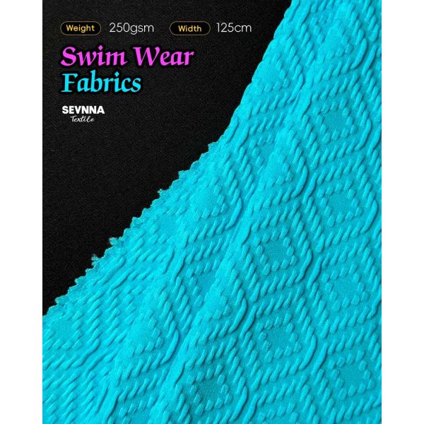 UPF 50+ Textured Swim Fabric with High Chlorine Resistance and 93% Recycled Nylon for Durable Swimwear
