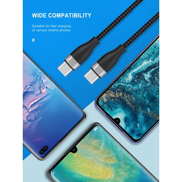 60w тип нейлон USB PD 20V 3A длины зарядного кабеля 1Ft c заплетенный для xiaomi mI4C