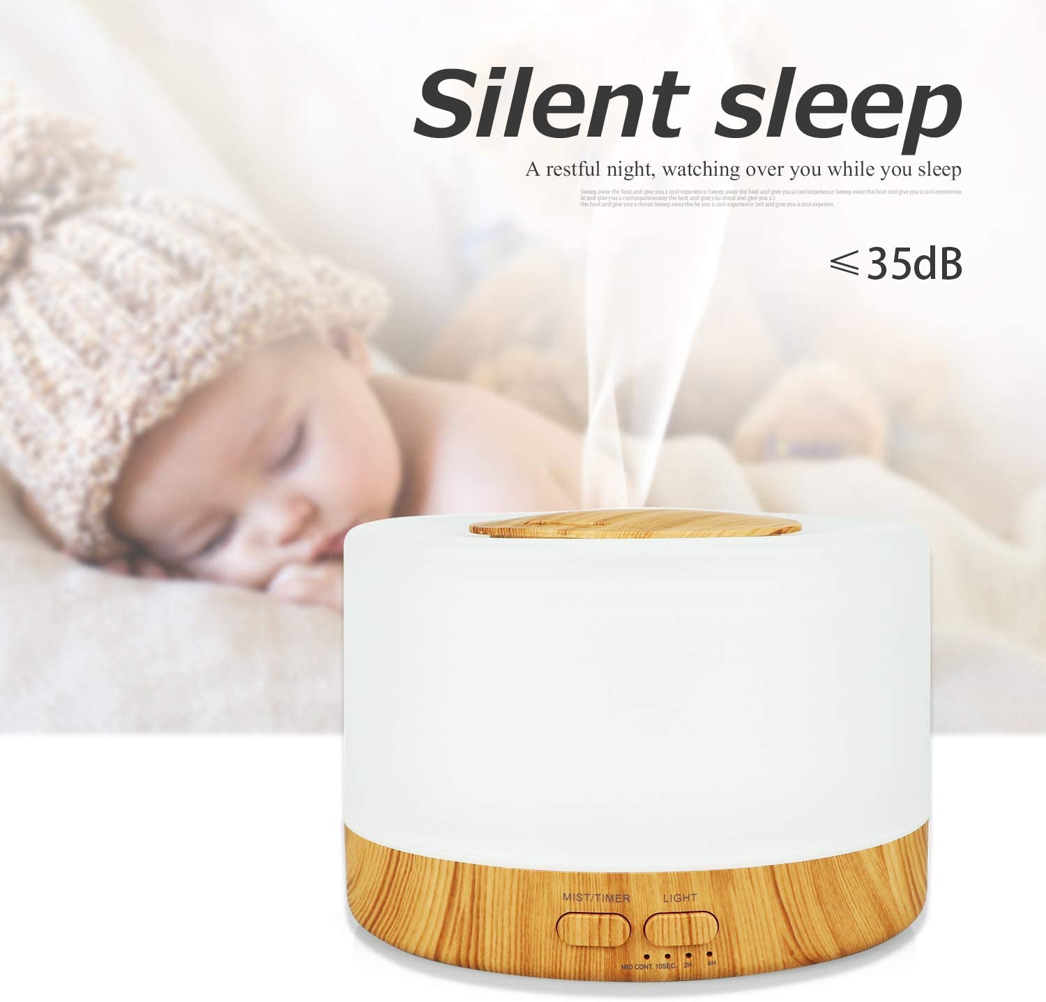 500ml Large Capacity Wood Grain Aromatherapy Essential Oil Diffuser Aroma Humidifier Scent Dispenser With Remote Control