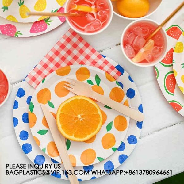 Fruit Party Decoration Tableware Disposable Paper Plate Set Fruit Punch Theme Party Supplies