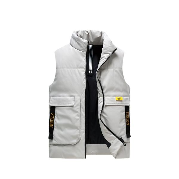 Men's Thickened Cotton Vest with Jacquard Pattern Regular Length No Hooded Winter 2024