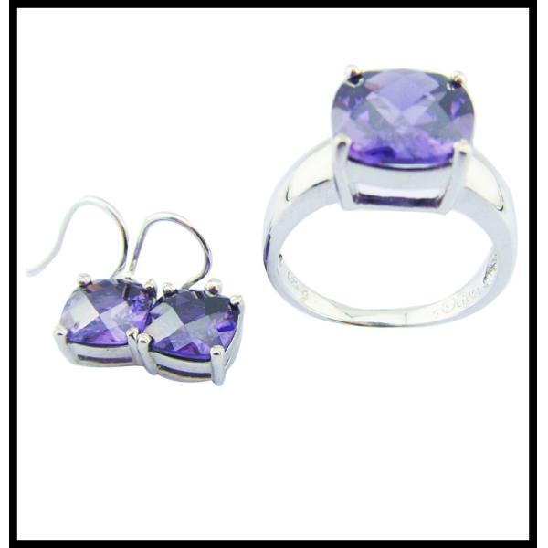 Rhodium Plated Sterling Silver Jewelry Set with Classic Style Detailing