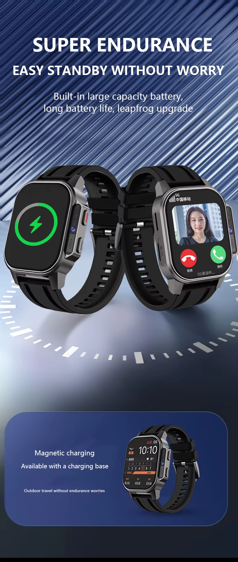 Eraysun Hot Full Netcom 4G Smartwatch 2.13 Inch AMOLED Camera WIFI GPS APP Market Sport Phone IP67 B22 With Sim Card Smart Watch