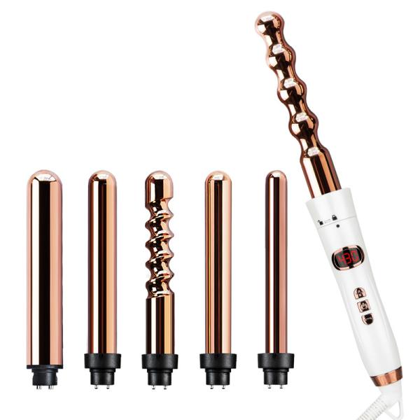LED Display Interchangeable Ceramic Curler Set Iron 5 In 1  110-240V