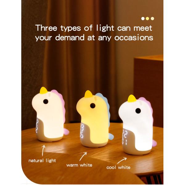 Mini Smart Unicorn Silicone Luz Noturna Alarme Relógio Suporte Dimmer Desenhos personalizados