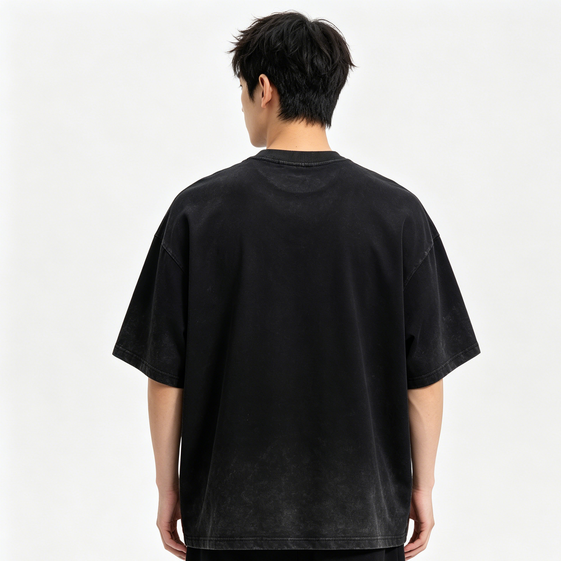 250-300G 100% Cotton Vintage Washed Fake Two-Piece Oversized DTG Print Crew Neck Summer Street Tee Cross-Border