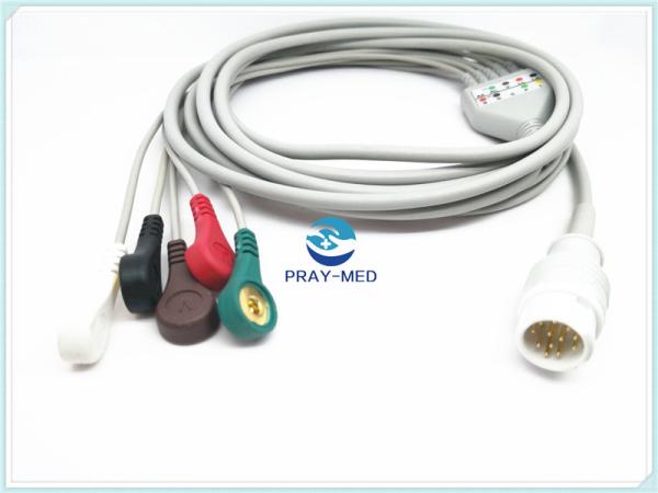 フィリップス12 Pin 5の鉛のEcgケーブルの一つのタイプ倍の盾はTPUのジャケット3.6mを構成する