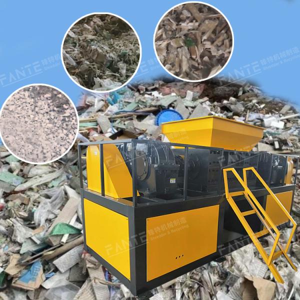 Continuous Operation Dual Shaft Industrial Shredder for Plastic Film Pp Pe Bottles Rubber Tires With Safety Grating