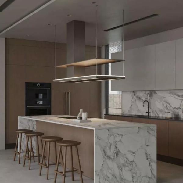 Armoire de cuisine australienne en bois modulaire en mélamine en bois de luxe Armoires de cuisine modernes pour villa