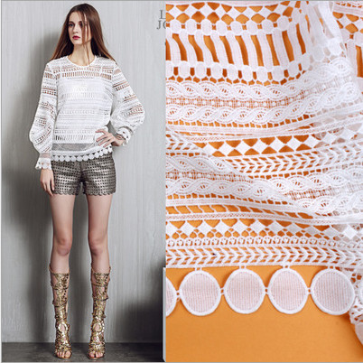 Apparel Accessories Chemical Lace Fabric Water Soluble Embroidery lace fabric in Different Color