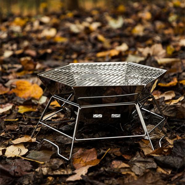 Polishing Stainless Steel Folding BBQ Grill Hexagonal Detachable