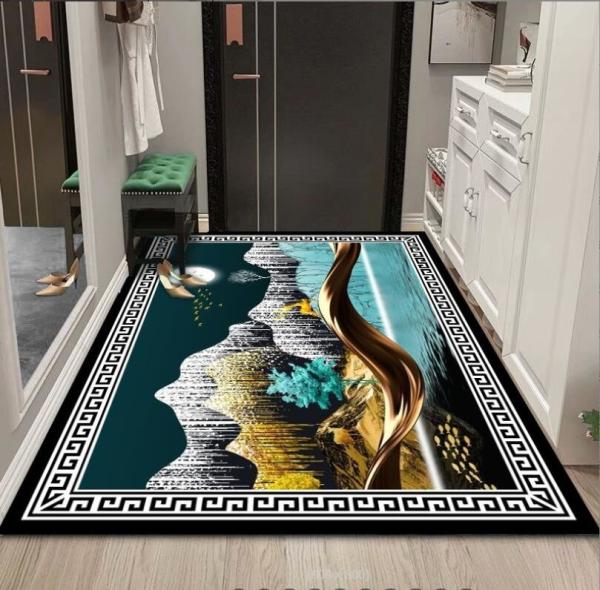 Polyester Fiber Entrance Door And Living Room Floor Carpet Plant And Flower Chinese Style