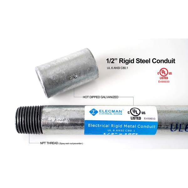 1/2 Inch Rigid Steel Conduit RSC Conduits UL6 Galvanized Carbon Steel
