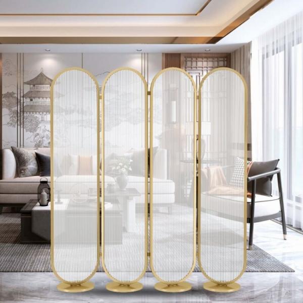 Foldable 3 Panel Room Divider Screen Decorative Metalwork Rose Gold