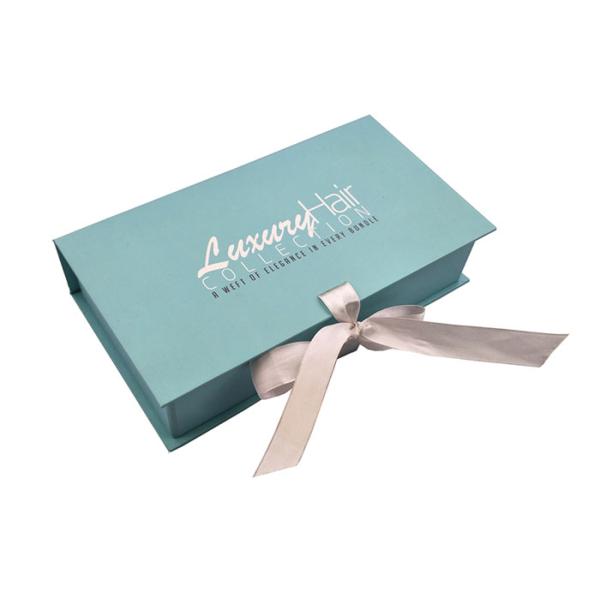 Teal Light Blue Paper Decorative Cardboard Storage Boxes Ribbon Environmental