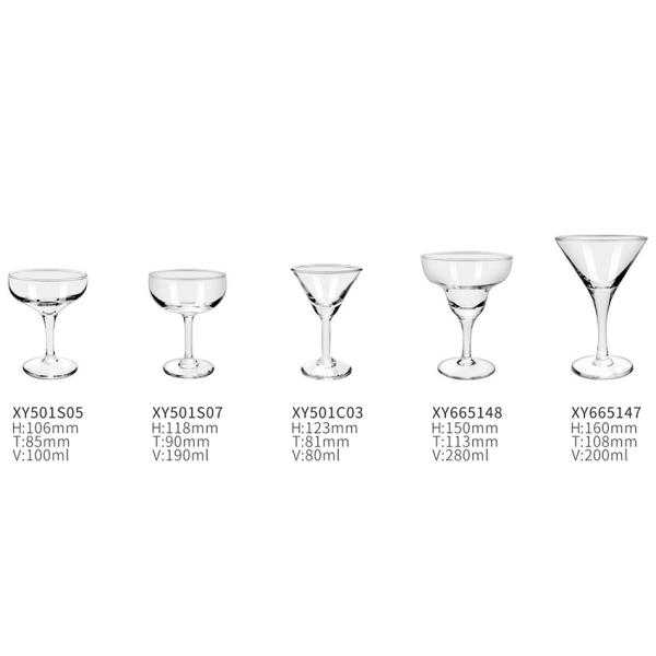 Long Stem Cocktail Mixing Glass , 280ml 10oz Short Margarita Glasses