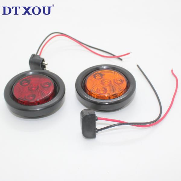 Warranty 12v 24v 4 Diodes 2 Inch Round Amber Red Led Side Marker Lights For Trucks Trailers With 2 Prong Plug