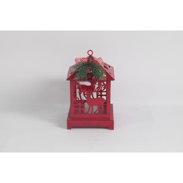 Customized Metal Christmas Lanterns Decoration Red