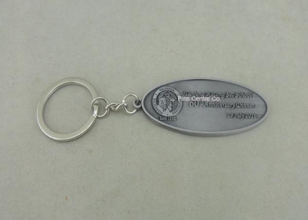Pewter Stamped, Die Spinning, Injection Scuba Diving Promotional Keychain, Antique Copper Plating