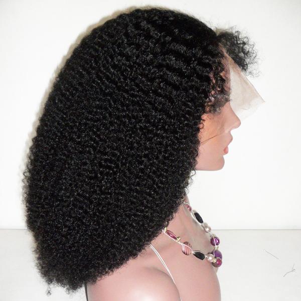 Natural Black Top Quality Kinky Curl Texture Peruvian Remy Hair Wigs