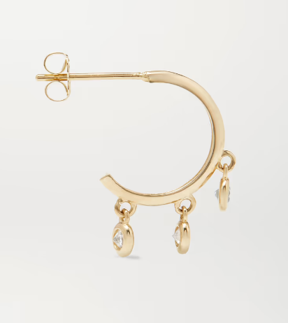 Pendientes de aro de latón chapados en oro de 14K con engaste de bisel de circonita