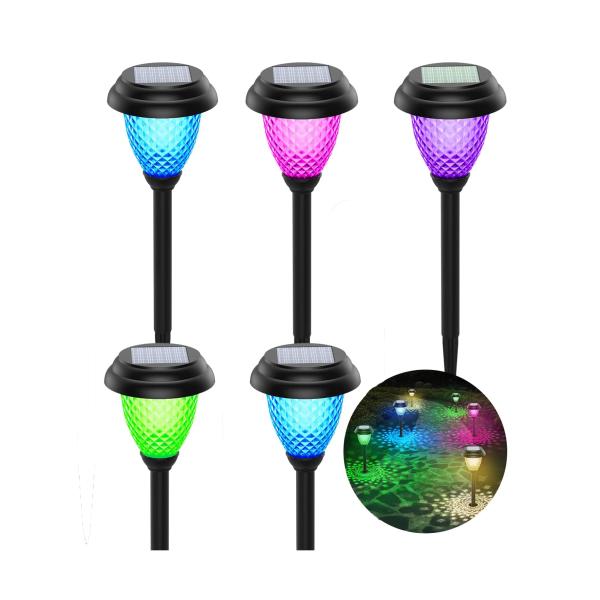 Waterproof Solar Pathway Lights Outdoor Seven Color Changing Auto On / Off