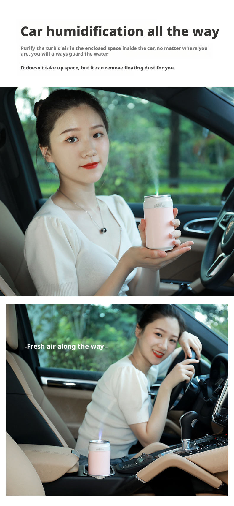 LED Light Car Ultrasonic Humidifier 200ml Plastic USB Car Air Humidifier OEM Color