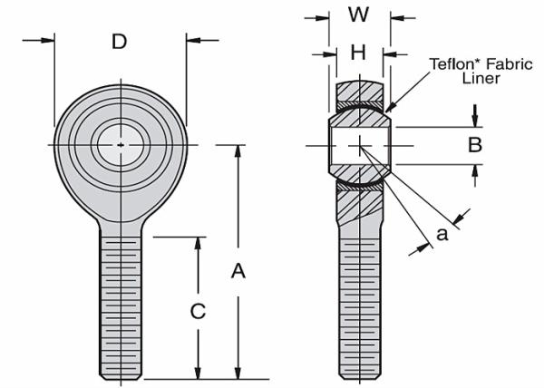 NSMX-T Series Heavy-Duty Rod Ends | PTFE-Lined Bearing Steel