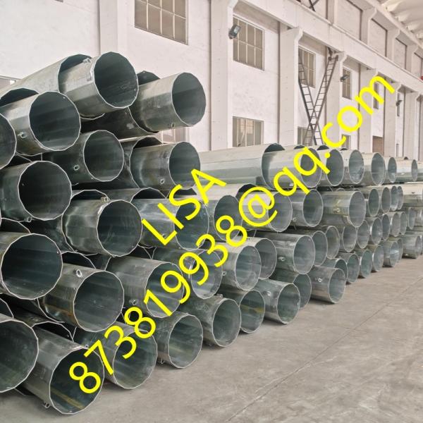Hongxin 55FT 2-Segments Q355 Dodecagonal Hot Dip Galvanized Transmission Power Steel Poles
