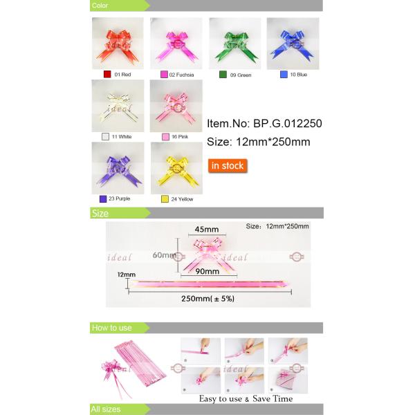 12mm mini glod thread plastic small pull bows for jewelry packing