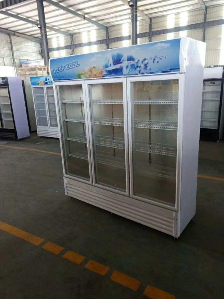 Stainless Steel Beverage Glass Door Display Freezer Refrigerated Cold Beer Drink
