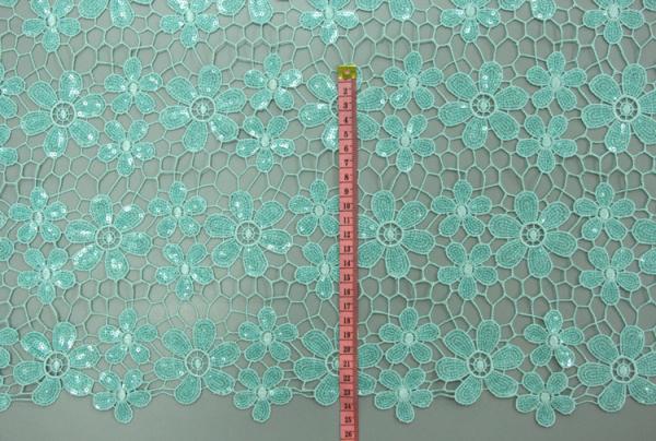 Chemical lace with Red/Pink /Orange Color  + Embroidery 3 mm Sequin Lace Fabric