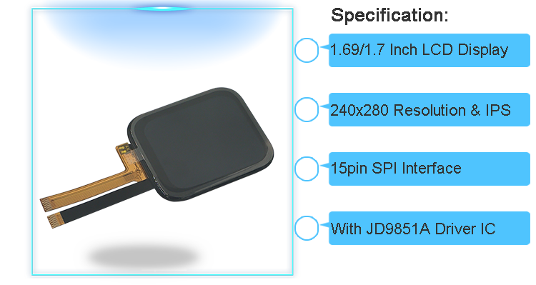 Wearable Transparent SPI TFT LCD Screen Module 240x280 With Capacitive Touch Panel