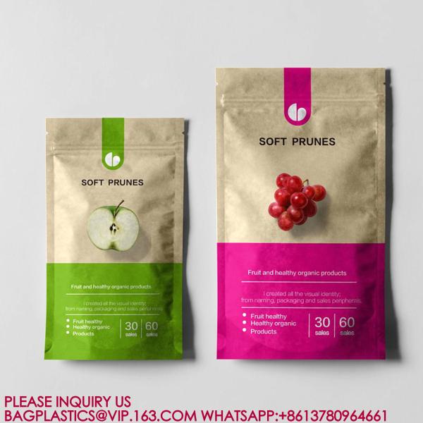 Kraft Paper Stand-Up Pouch Nuts Tea Dried Fruit Sealed Packing Bag Packaging Zipper Bag