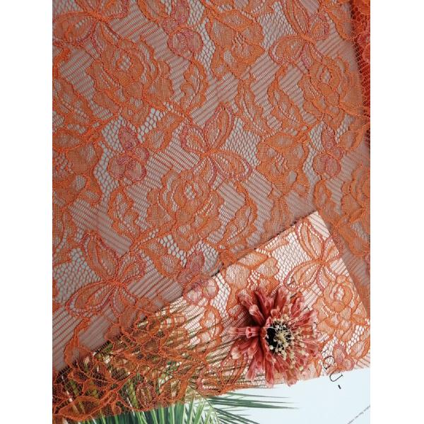 Ткань шнурка Chantilly оранжевого нейлона чувствительная французская для женщин одевает