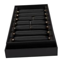Ring Display Storage Case luxuoso preto, Logo Pendant Display Tray feito sob encomenda