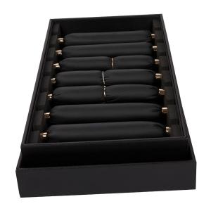 Ring Display Storage Case luxuoso preto, Logo Pendant Display Tray feito sob