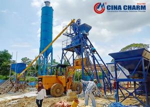 HZS50 concrete batching plant stationary hopper lift mini cement concrete mixing