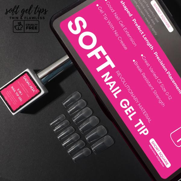 Acrylic No c Curve Square Soft Gel Nail Extension French Tips Clear 500pcs Full Cover Private Label Press on Custom Nails Tip