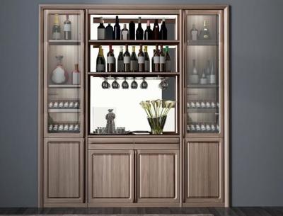 Custom Public aera Furniture Walnut wood Built in Wall Wine Display Cooler and Hall Concierge cabinet